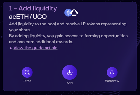 Farm Lock Dashboard - Liquidity pool section